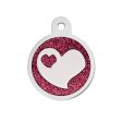 Personalised Petsy Pet Tag -  Large Circle - Pink Epoxy Glitter Heart Hot on Sale