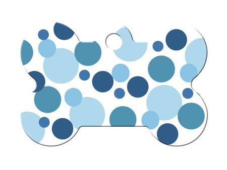 Personalised Petsy Pet Tag - Large Bone - Blue Polka Dots Online Sale