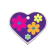 Personalised Petsy Pet Tag - Large Heart - Purple Heart with Flowers Online Sale