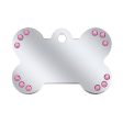 Personalised Petsy Pet Tag - Large Bone - Chrome with Pink Stones on Sale