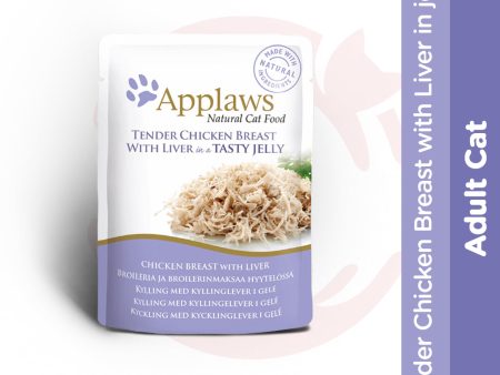 Applaws Wet Cat Food - Tender Chicken Breast with Liver in Jelly (70g x 16 Pouches) For Sale