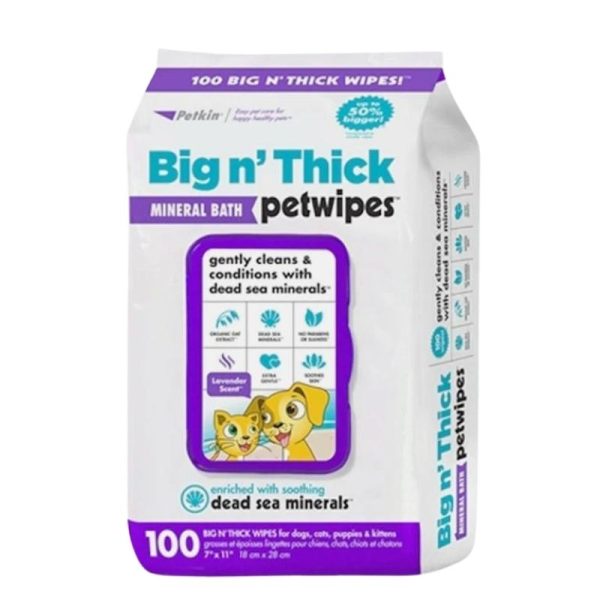 Petkin Big n  Thick Petwipes - Mineral Bath (100 Wipes) For Cheap