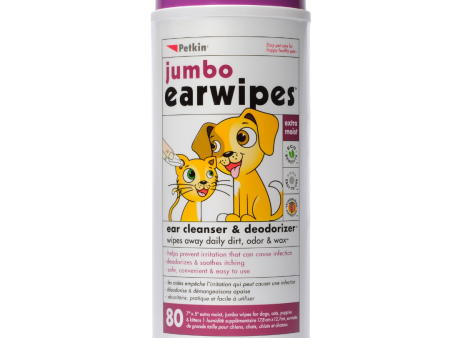 Petkin Jumbo Earwipes 80 Wipes Sale