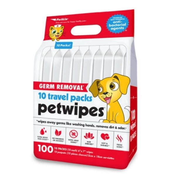 Petkin Travel Pack Pet Wipes - Germ Removal (100 pcs) Hot on Sale