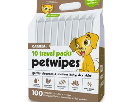 Petkin Travel Pack Pet Wipes - Oatmeal (100 pcs) For Discount