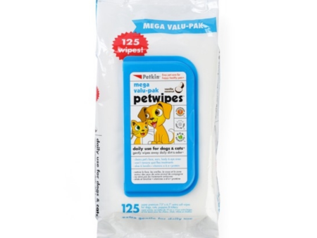 Petkin Mega Value Petwipes 125 Wipes Hot on Sale