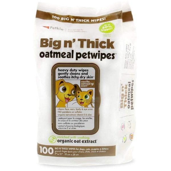 Petkin Big n  Thick Petwipes - Oatmeal (100 Wipes) Sale