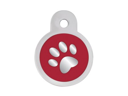 Personalised Petsy Pet Tag - Large Circle - Epoxy Red Paw on Sale