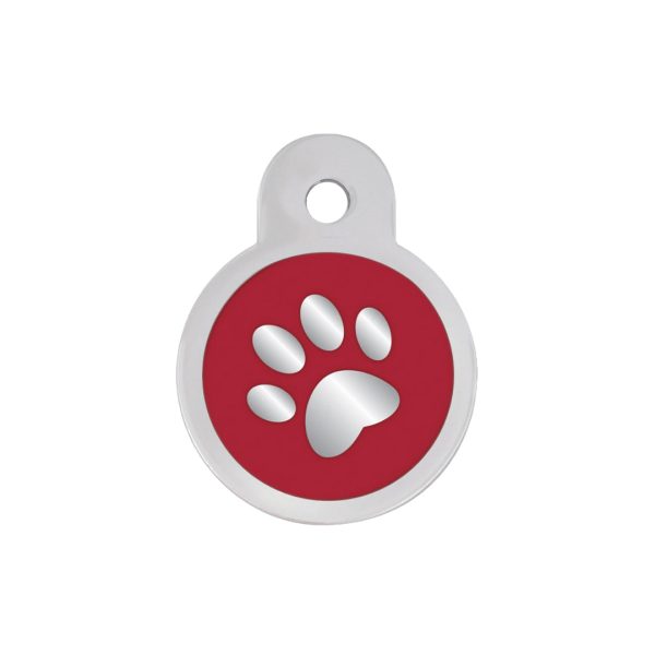 Personalised Petsy Pet Tag - Large Circle - Epoxy Red Paw on Sale