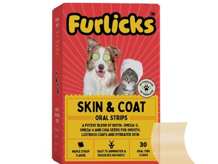 Furlicks Skin & Coat Supplement for Dogs & Cats - Healthy Skin & Reduced Shedding (30 Oral Dissolving Strips) Cheap