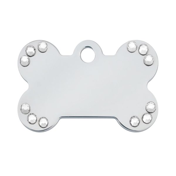 Personalised Petsy Pet Tag - Chrome with Clear Stones Online Hot Sale