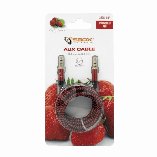 Sbox AUX Cable 3.5mm To 3.5mm Strawberry Red 3535-1.5R Hot on Sale