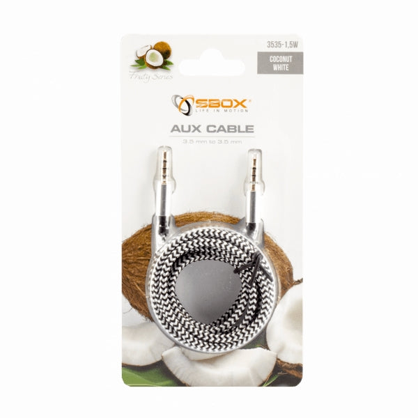 Sbox 3535-1.5W AUX Cable 3.5mm To 3.5mm Coconut White Online Sale